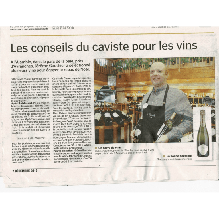 Les conseils du caviste pour les vins (7 décembre 2019)